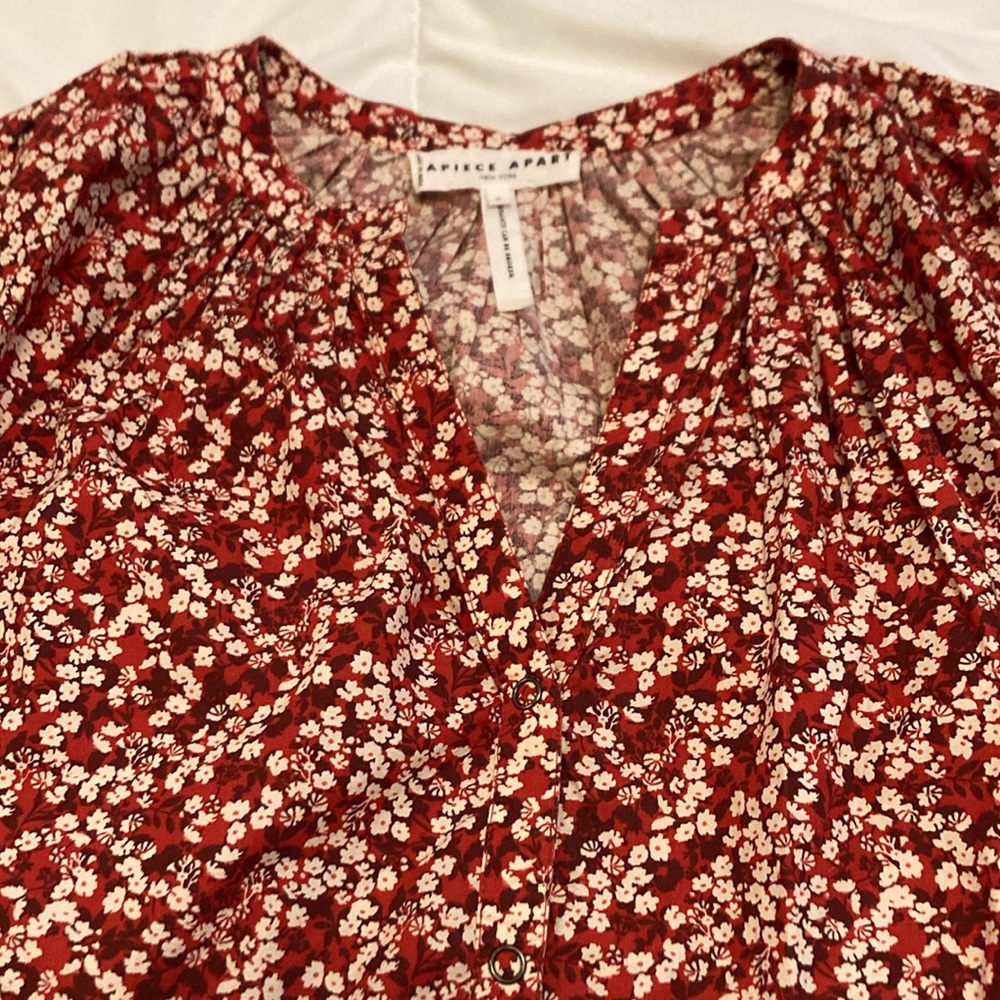Apiece Apart Mitte Floral Top Red x White Size S - Picture 6 of 11